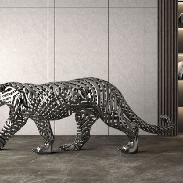 1L408002 Leopard Sculpture Stainless Steel Supplier (1)