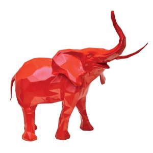 Sculpture Éléphant Abstrait Rouge