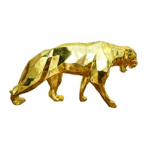 Leopard Sculpture Plated Chrome Golden