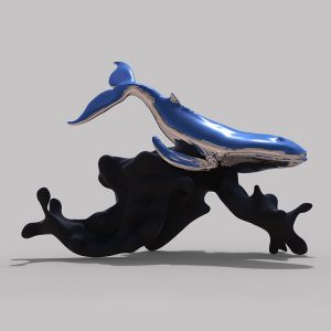 1I709037 Sculpture de baleine en acier inoxydable (1)
