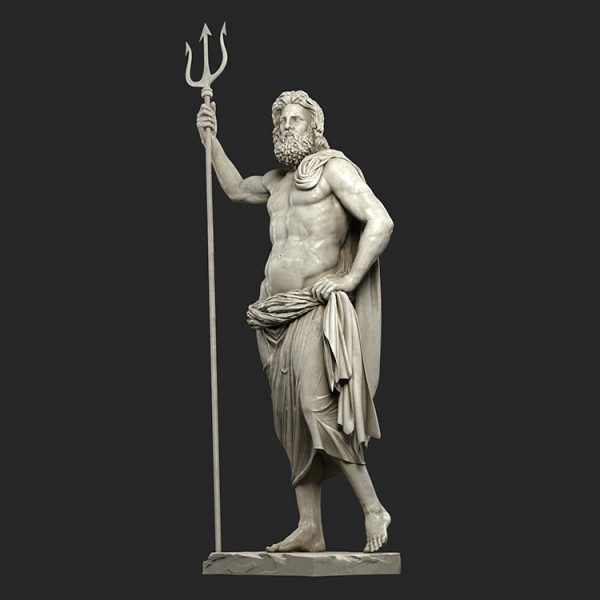 1I711009 Poseidon Statues White Marble Stone (1)