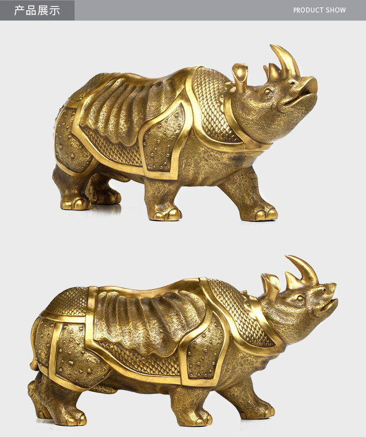 1I904063 Brass Rhinoceros Feng Shui Products (7)