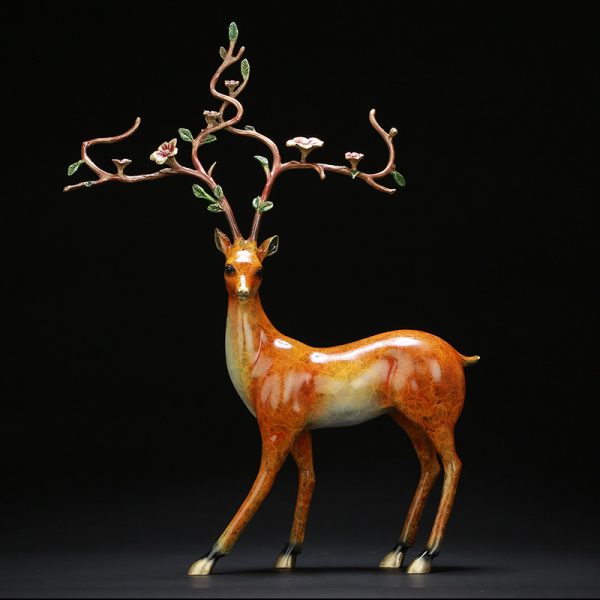 Feng Shui Deer Statue Brass (1)