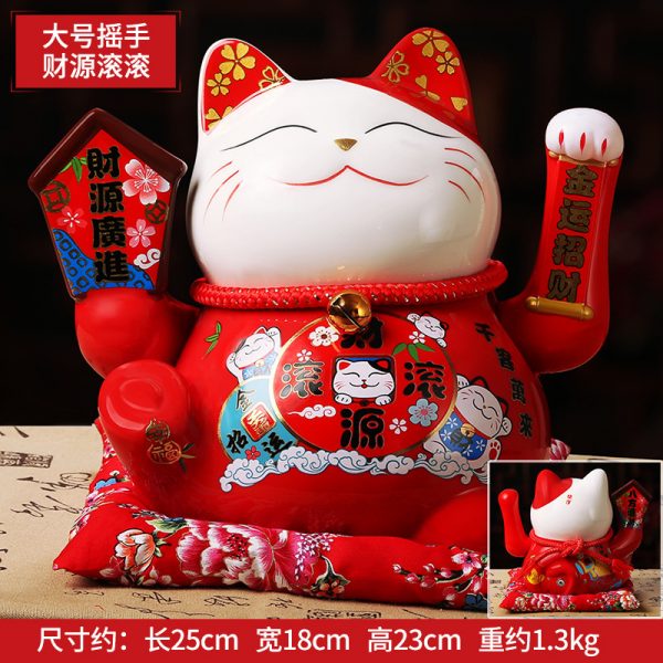 1IC02001 1143 Ceramic Lucky Cat With Moving Hand