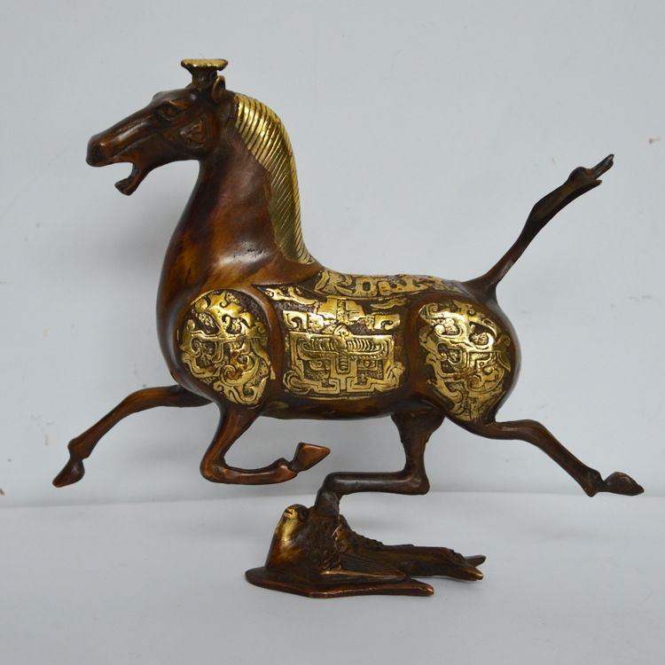 China's archaize pure brass horse small statue 