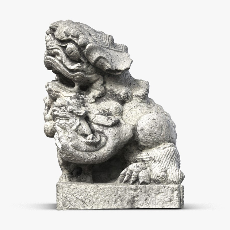 1I801009 Fu Dog Statue Stone Carved (2)