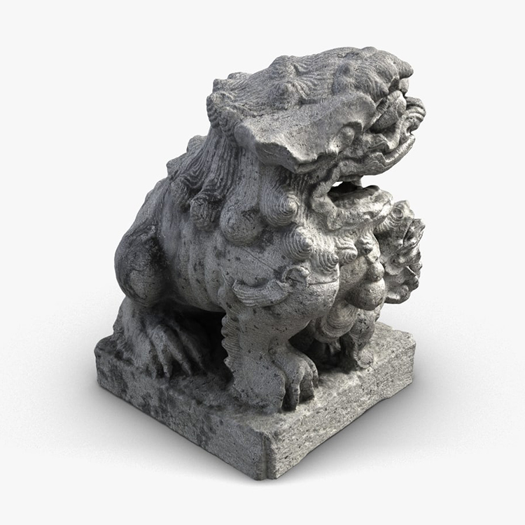 1I801009 Fu Dog Statue Stone Carved (6)