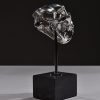 1JA16010 Skull Art Sculpture Resin Chrome Plated (4)