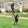1JA20003 Boxing Hares Sculpture Bronze (2)
