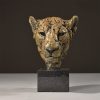 1JA21001 Lioness Head Sculpture Bronze (4)