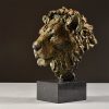1JA21002 Bronze Lion Head Sculpture (2)