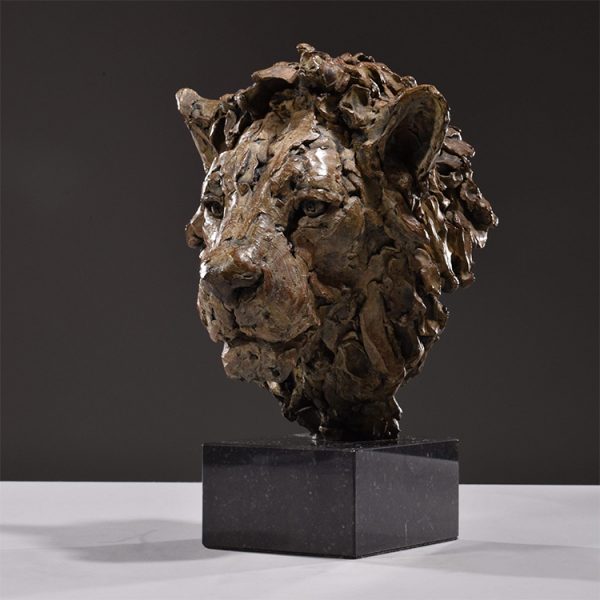 1JA21002 Bronze Lion Head Sculpture (5)