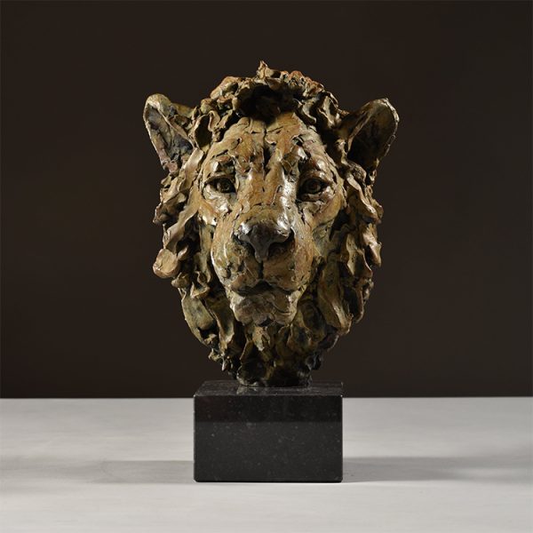 1JA21002 Bronze Lion Head Sculpture (6)