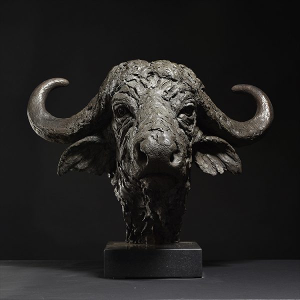 1JA23002 Buffalo Head Sculpture Bronze Sale (7)