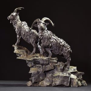 1JA23003 Life Size Goat Statue Bronze (5)