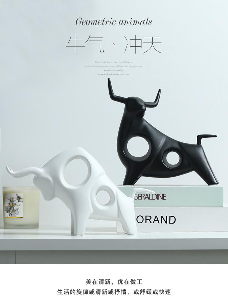 1JC21014 White Bull Statue Ceramic Online Sale (5)