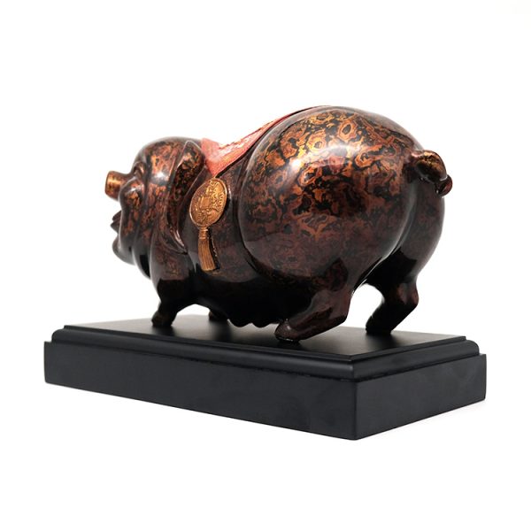 1K701001 Piggy Statue Brass Lacquer Art (8)