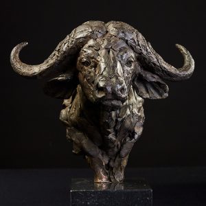 1JA27004 Bronze Buffalo Statue Head Bust (1)