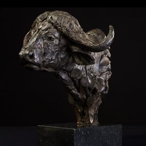 1JA27004 Bronze Buffalo Statue Head Bust (3)