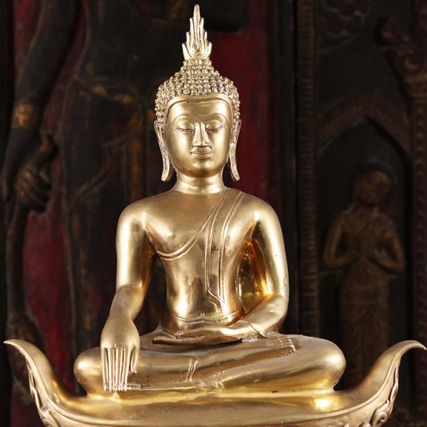 LS0104 Earth Touching Buddha Statue Brass (1)