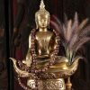 LS0104 Earth Touching Buddha Statue Brass (2)