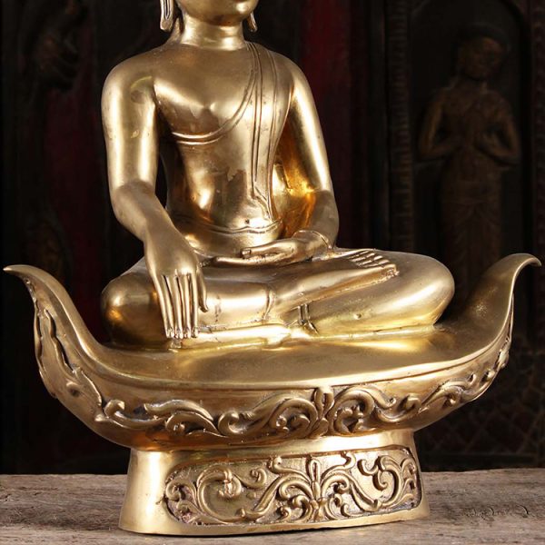 LS0104 Earth Touching Buddha Statue Brass (4)
