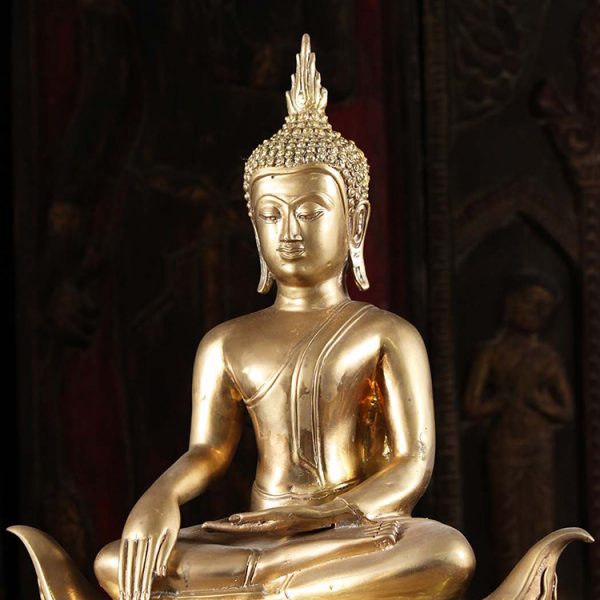 LS0104 Earth Touching Buddha Statue Brass (5)