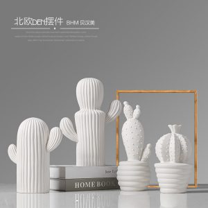 1JC21067 White Ceramic Cactus China Factory (1)