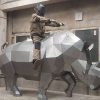 1L901003 Geometric Rhino Statue Corten Steel (8)