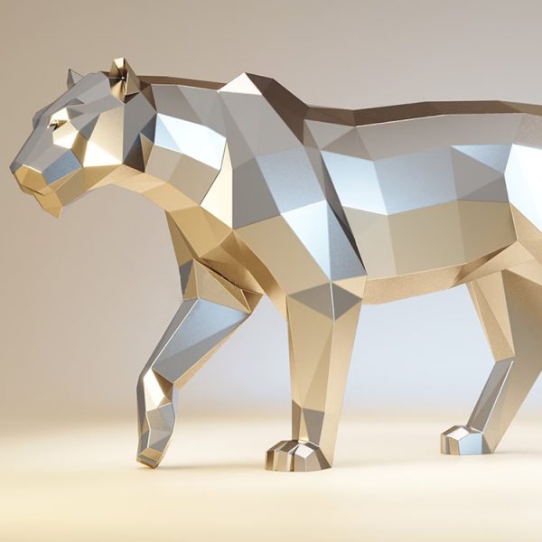 1L901003 Geometric Tiger Statue Stainless Steel (5)