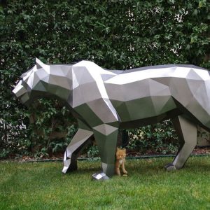 1L901003 Geometric Tiger Statue Stainless Steel (9)