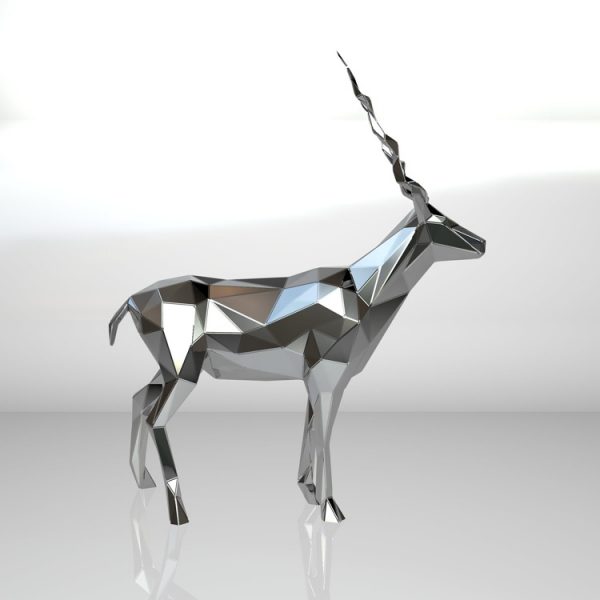 1LC23009 Life Size Metal Deer Statue (2)