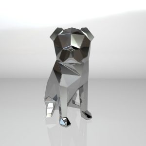 1LC23013 Pug Dog Garden Statue Stainless Steel (3)