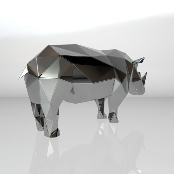 1LC23021 Life Size Rhino Statue Metal (3)