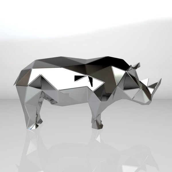 1LC23021 Life Size Rhino Statue Metal (5)