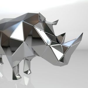 1LC23021 Life Size Rhino Statue Metal (7)