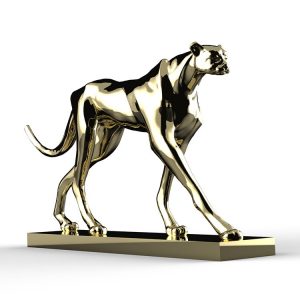 Escultura Leopardo Dourado Decoração