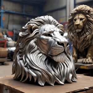 1M221001 metal lion head sculpture